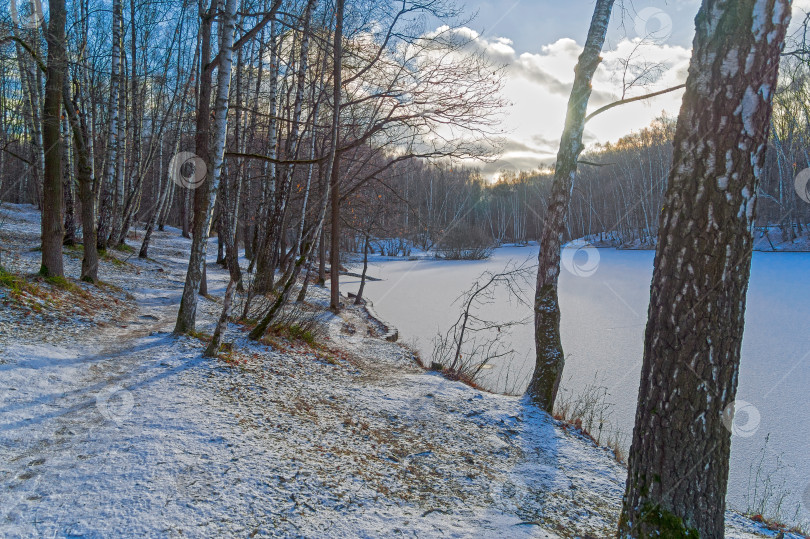 Скачать Первый лед на пруду. фотосток Ozero