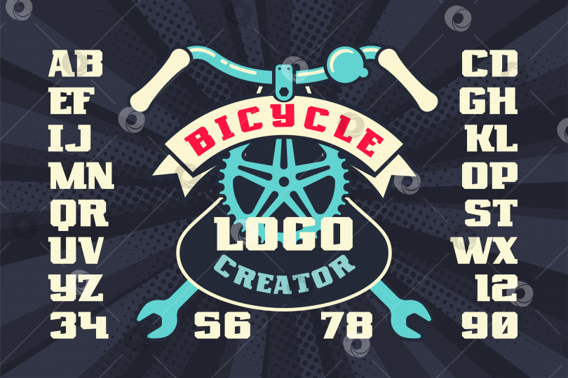 Скачать Создатель винтажного логотипа велосипеда с деталями и лентой фотосток Ozero