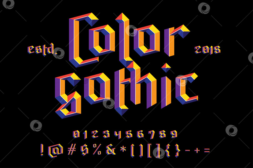 Скачать Цветной готический алфавит фотосток Ozero