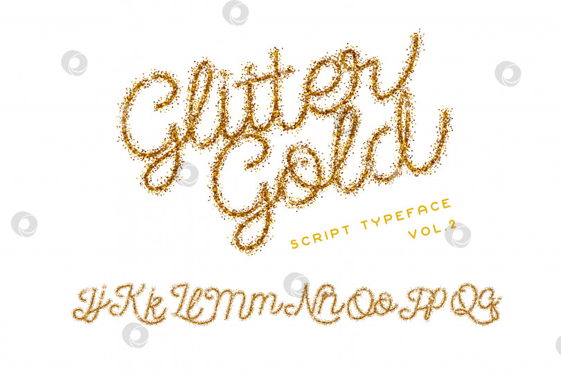Скачать Блестящий золотой рукописный алфавит фотосток Ozero