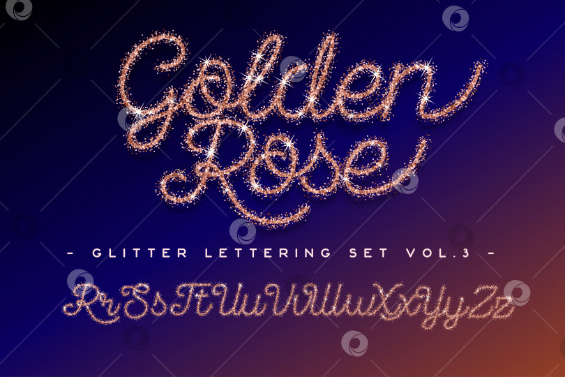 Скачать Блестящий алфавит из розового золота, написанный от руки фотосток Ozero