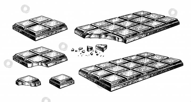 Скачать Векторный эскиз, иллюстрирующий набор шоколадных батончиков фотосток Ozero