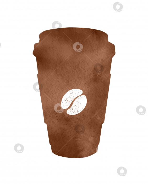 Скачать Силуэт кофейного бумажного стаканчика с акварельной текстурой фотосток Ozero