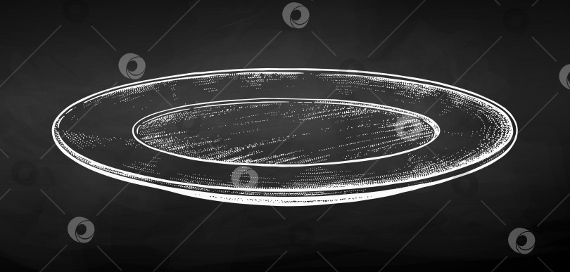Скачать Векторный нарисованный мелом эскиз-иллюстрация тарелки фотосток Ozero