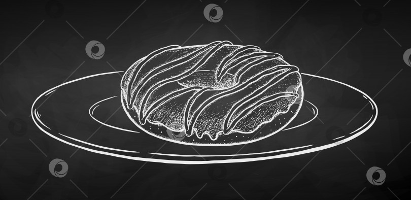 Скачать Векторная иллюстрация пончика на тарелке фотосток Ozero
