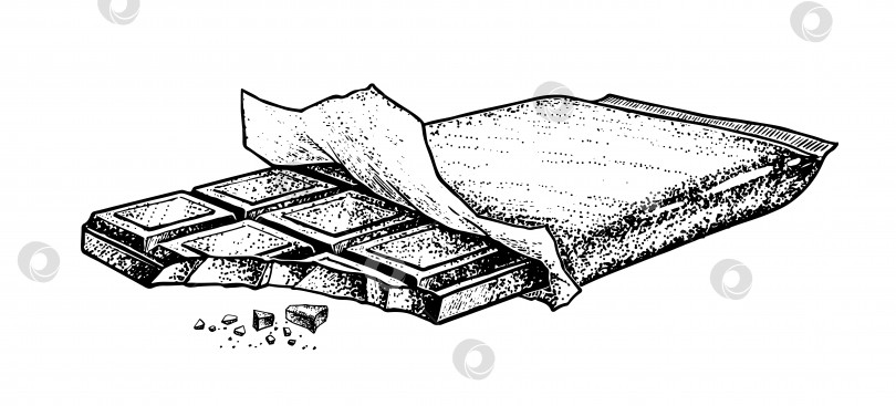 Скачать Эскиз-иллюстрация завернутого надкусанного батончика шоколада фотосток Ozero