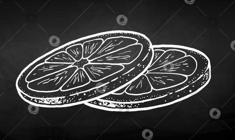 Скачать Нарисованная мелом схематичная иллюстрация ломтиков лимона фотосток Ozero