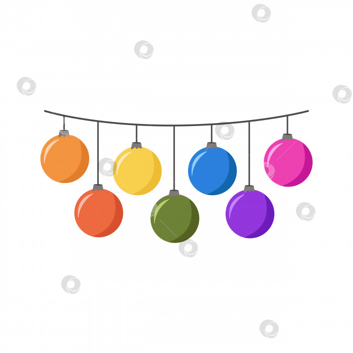 Скачать Праздничная гирлянда с красочными лампами в плоском стиле, векторная иллюстрация фотосток Ozero