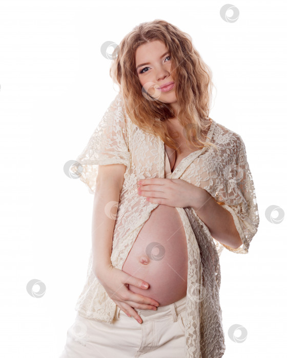 Скачать Милая нежная беременная женщина фотосток Ozero