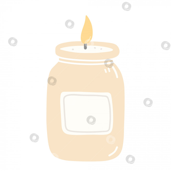 Скачать Горящая ароматическая свеча в банке, выделенная на белом фоне фотосток Ozero