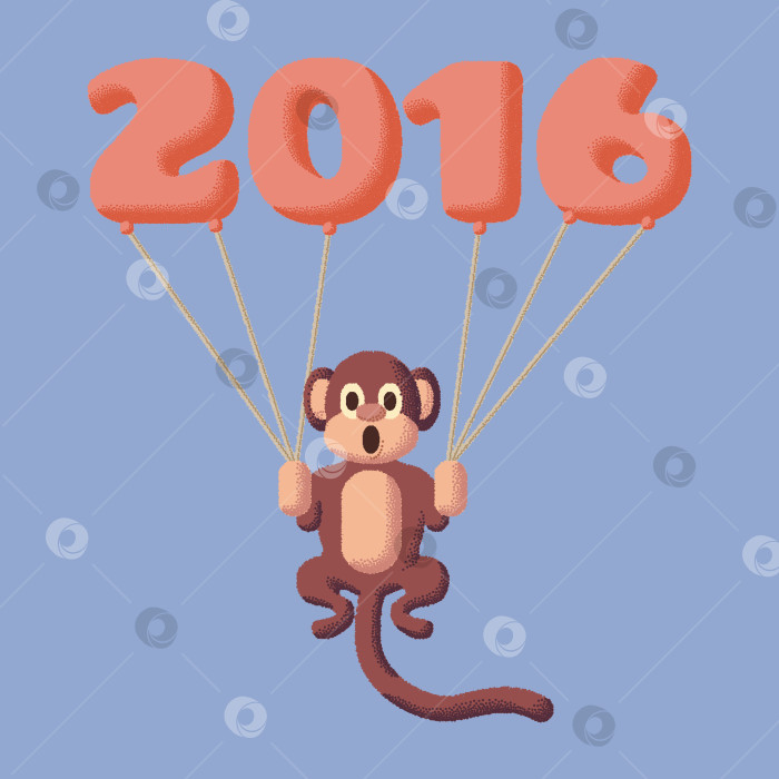 Скачать Символ 2016 года - обезьянка, украшенная воздушными шарами. Цвета розового кварца и безмятежности фотосток Ozero
