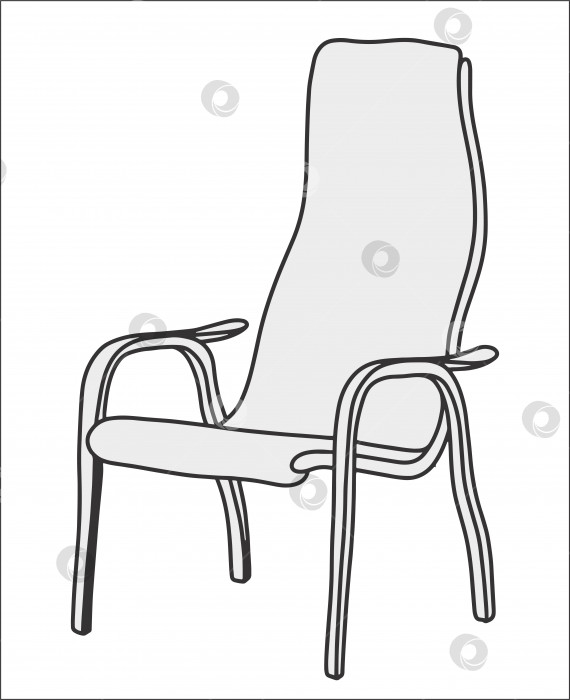 Скачать Современное кресло в модном скандинавском стиле или стиле хюгге. Нарисован от руки в линейном стиле. Монохромная векторная иллюстрация фотосток Ozero