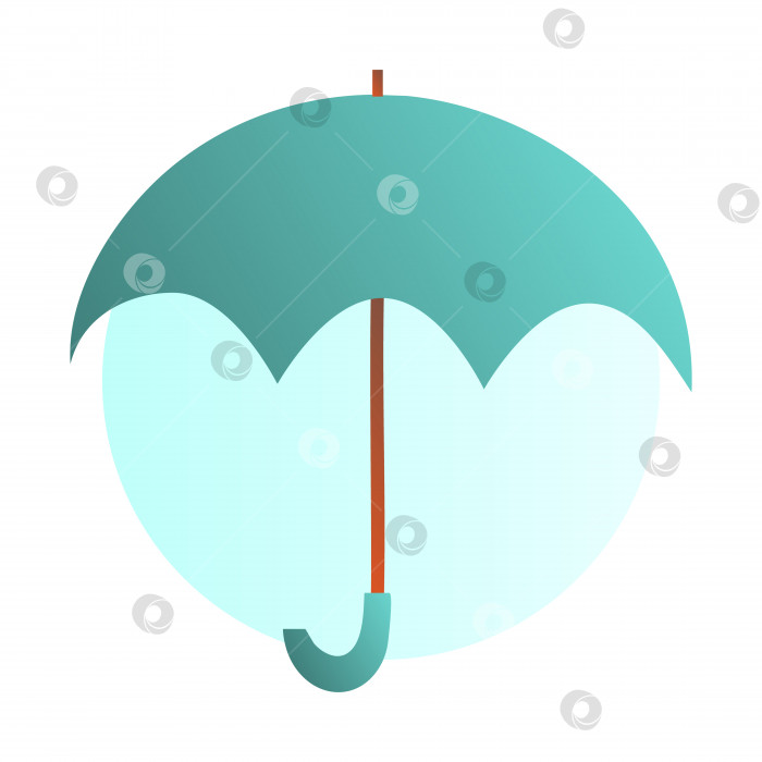 Скачать Утепленный открытый градиентный зелено-синий зонт. Укрыться от дождя. Ручка зонта. Простая иллюстрация в стиле каракулей фотосток Ozero