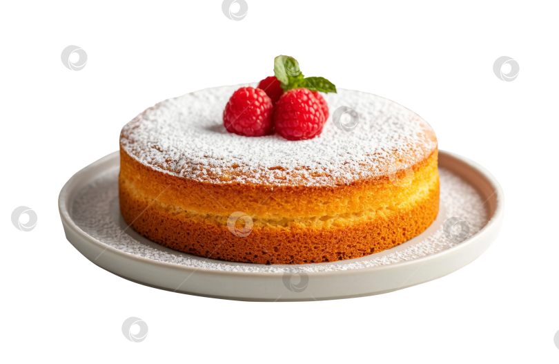 Скачать Бисквитный торт с клубникой на прозрачном фоне, сгенерированный с помощью искусственного интеллекта фотосток Ozero