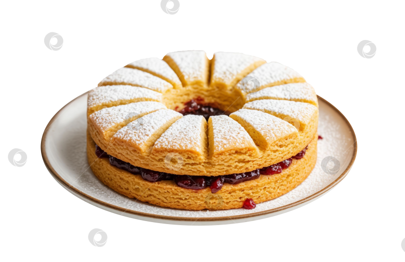 Скачать Бисквитный торт с начинкой на прозрачном фоне, сгенерированный с помощью искусственного интеллекта фотосток Ozero