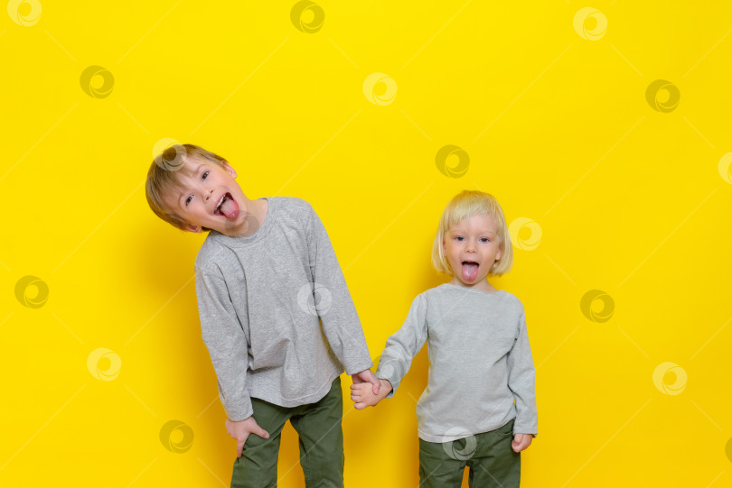 Скачать Портрет двух выселенных и жизнерадостных мальчиков фотосток Ozero