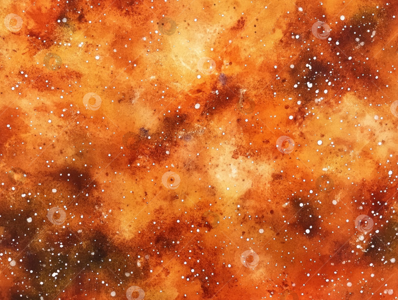 Скачать Яркая оранжевая и коралловая акварель galaxy art для творческих проектов фотосток Ozero