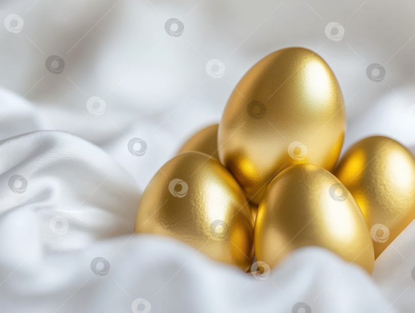 Скачать Elegant arrangement of golden Easter eggs for holiday decoration ideas фотосток Ozero