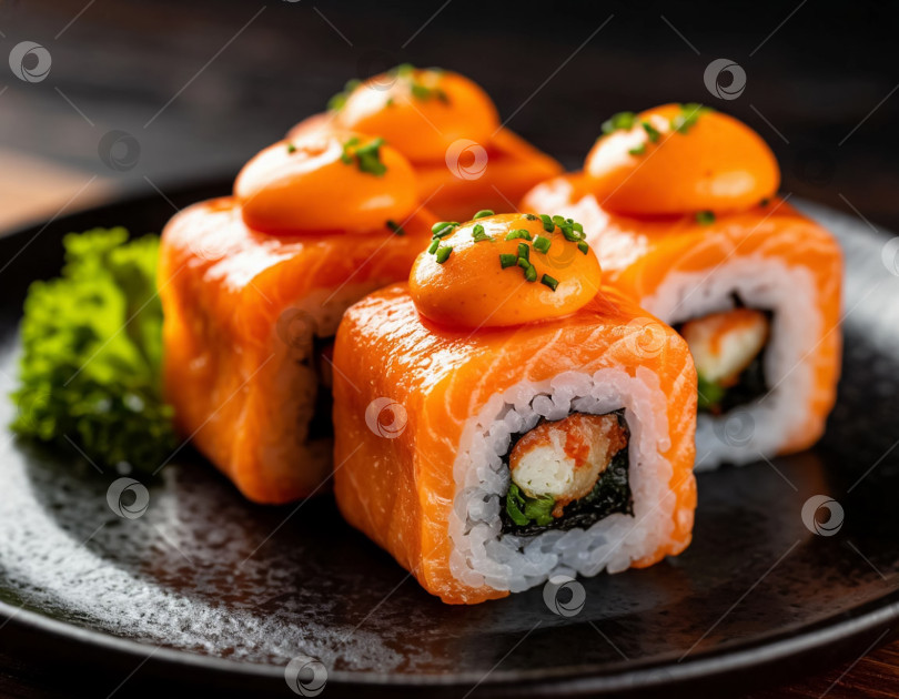 Скачать Японские роллы, созданные с помощью искусственного интеллекта. фотосток Ozero