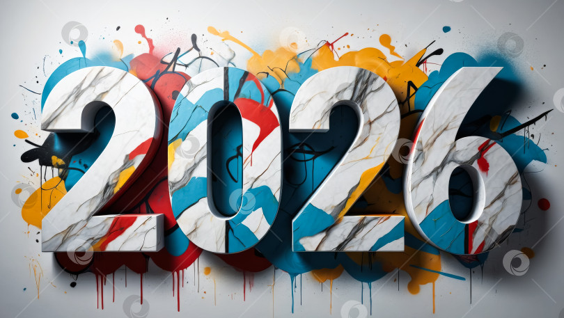 Скачать Цифра 2026 написана красочным шрифтом фотосток Ozero