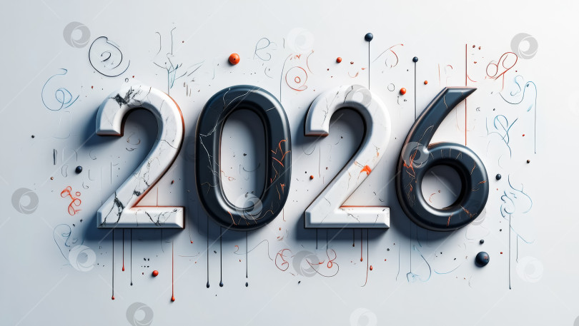 Скачать Число 2026 написано неряшливым, размазанным почерком фотосток Ozero