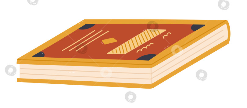 Скачать Симпатичная книжка в виде мультфильма, словарь, энциклопедия или учебник с красочной детализированной обложкой. Симпатичный рисунок для чтения от руки, образовательный клипарт на белом фоне. Дети учатся, концепция "назад в школу". фотосток Ozero