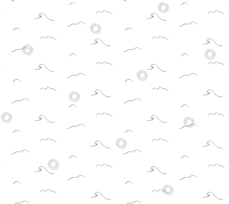 Скачать Фон с рисунком в виде линии морской волны. Векторная графика, выполненная тушью. Баннер, плакат, оберточная бумага, наклейка, принт, современный текстильный дизайн. фотосток Ozero