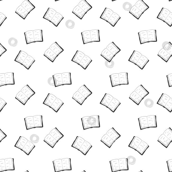 Скачать Бесшовный узор "Открытые книги". Векторная графика, линейный рисунок тушью от руки. Минимализм, монохром. для чтения, образования, книжного магазина, науки для упаковки, косметики, текстиля, открыток. фотосток Ozero