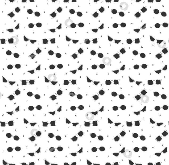 Скачать Солнцезащитные очки с бесшовным рисунком. Векторная графическая линия, современная иллюстрация, нарисованная чернилами от руки. Летние модные аксессуары, концепция защиты от солнца. для упаковки, дизайна для отдыха, ткани и текстиля. фотосток Ozero
