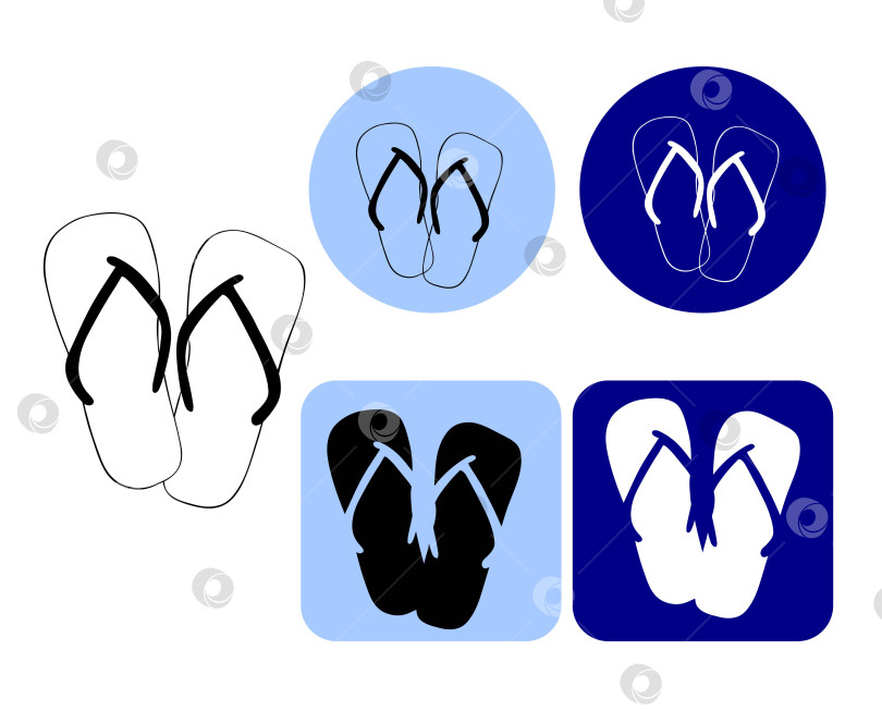 Скачать Значок с логотипом Flip flops. Значок flip flops для веб-дизайна, выделенный на цветном фоне. иллюстрация для упаковки, дизайна для отдыха, ткани и текстиля. фотосток Ozero