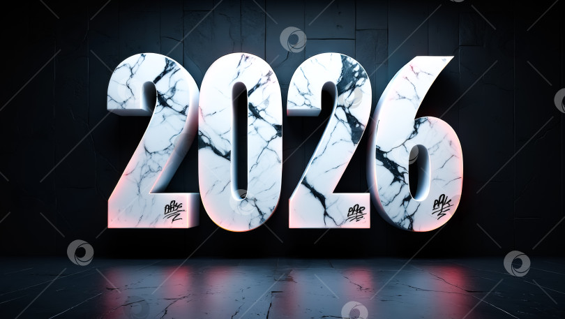 Скачать Число 2026 показано на черно-белом изображении фотосток Ozero