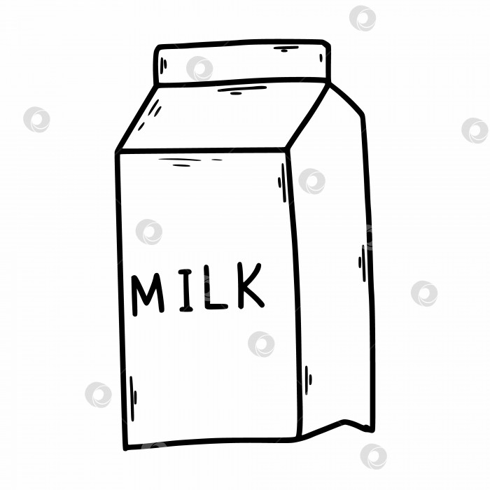 Скачать Упаковка молока на белом фоне. Векторная иллюстрация каракулей. Нарисованный от руки эскиз. Рисунок для меню, баннера, рецептов. фотосток Ozero