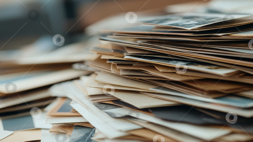 Скачать На деревянном столе разложены старые фотографии, запечатлевшие моменты семейной истории. Беспорядочная композиция навевает ностальгию и приглашает поделиться воспоминаниями фотосток Ozero
