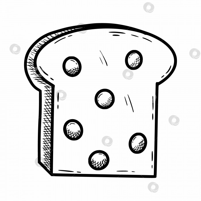Скачать Ломтик хлеба для бутерброда. Тост. Векторная иллюстрация каракулей. Нарисованный от руки эскиз. фотосток Ozero