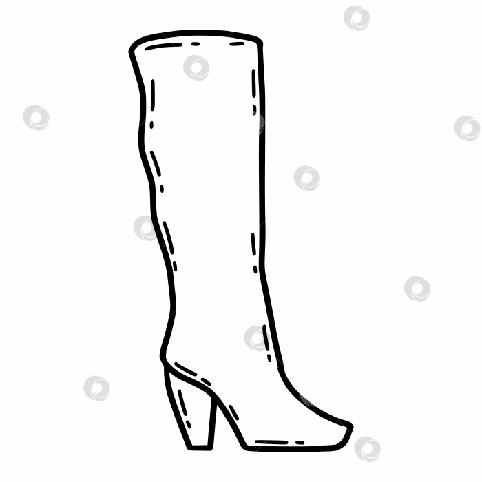 Скачать Ботинок. Женская обувь на каблуке. Векторная иллюстрация каракулей. Нарисованный от руки эскиз. фотосток Ozero