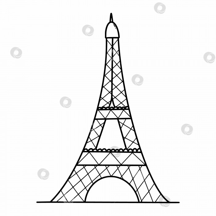 Скачать Эйфелева башня. Достопримечательность Франции. Векторная иллюстрация каракулей. фотосток Ozero
