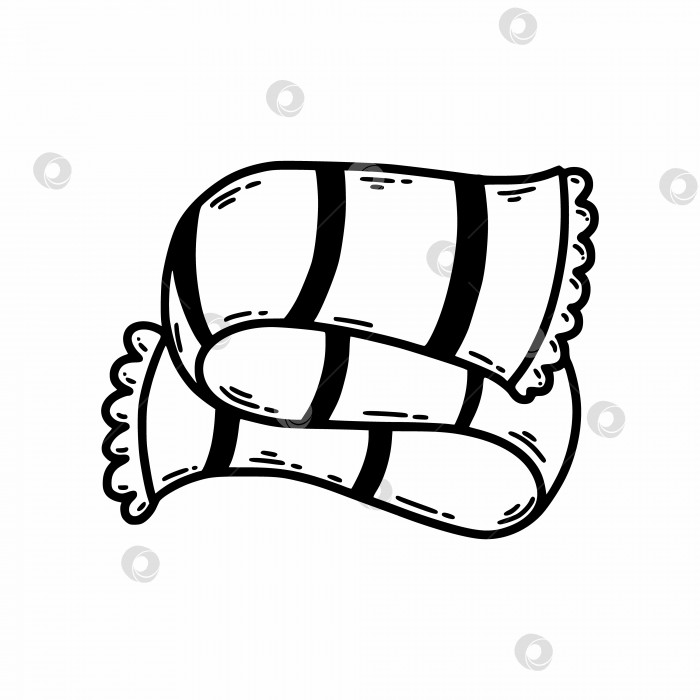 Скачать полосатый шарф. Нарисованная от руки иллюстрация. Осенний аксессуар. Теплая одежда. фотосток Ozero