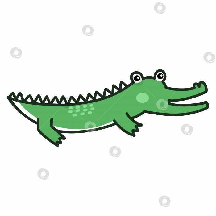 Скачать Африканский крокодил на белом фоне. Векторная иллюстрация каракулей для детей. фотосток Ozero