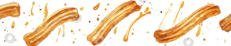 Скачать Современное акварельное изображение цельного куска чурро для дизайна на кулинарную тематику фотосток Ozero