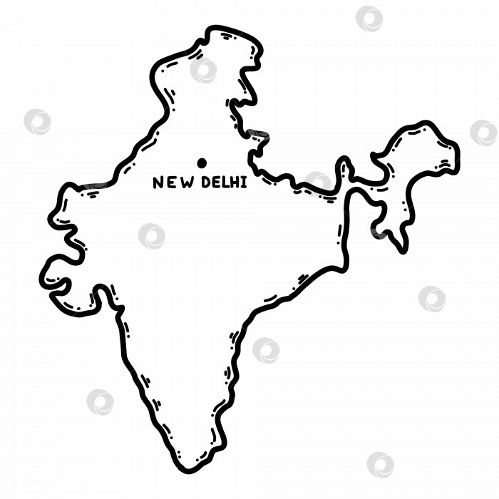 Скачать Карта Индии. Векторная иллюстрация каракулей. Нарисованный от руки эскиз. фотосток Ozero
