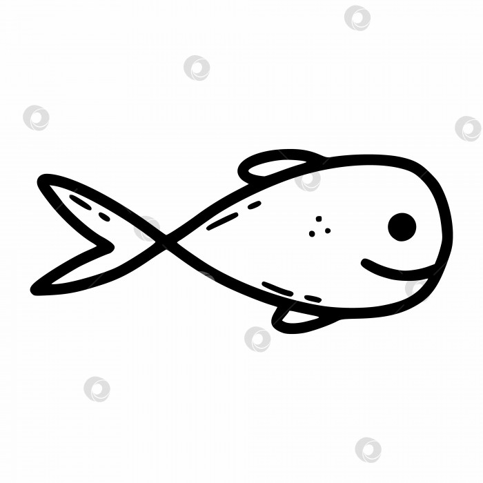 Скачать Рыба на белом фоне. Векторная иллюстрация каракулей. фотосток Ozero
