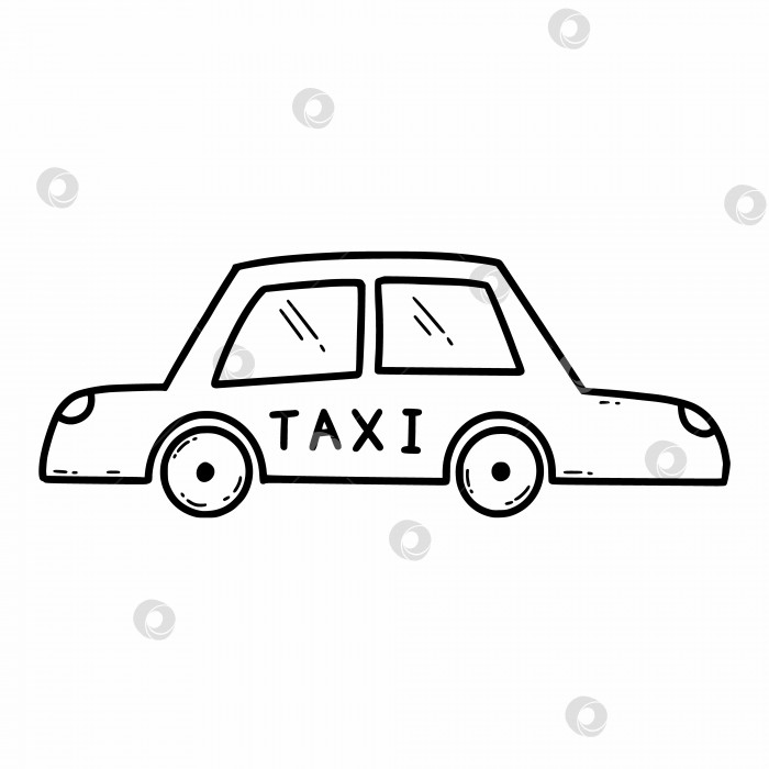Скачать Машина такси. Векторная иллюстрация каракулей. Нарисованный от руки значок. фотосток Ozero