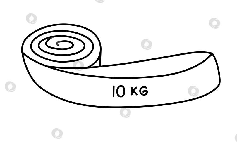 Скачать Эспандер Lovely outline весом 10 кг для укрепления мышц, силы и равновесия. Эластичный бандаж для пилатеса безопасен для беременных женщин и пожилых людей. Бандаж для йоги для похудения sketch doodle. фотосток Ozero