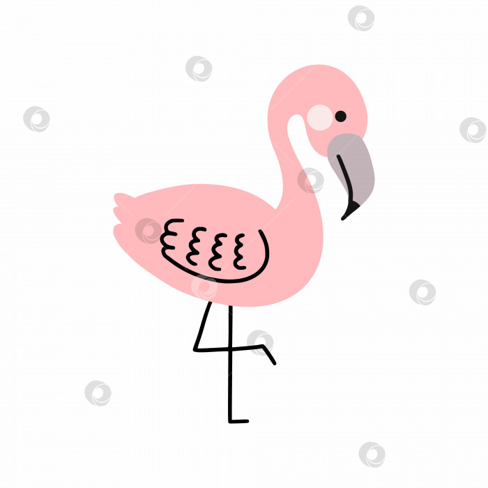 Скачать Милый розовый фламинго. Африканская экзотическая птица. Плакат для детской комнаты. фотосток Ozero