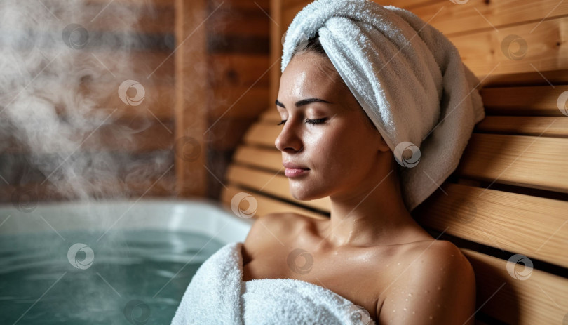 Скачать Сауна и женщина внутри. Создан искусственный интеллект, фотосток Ozero