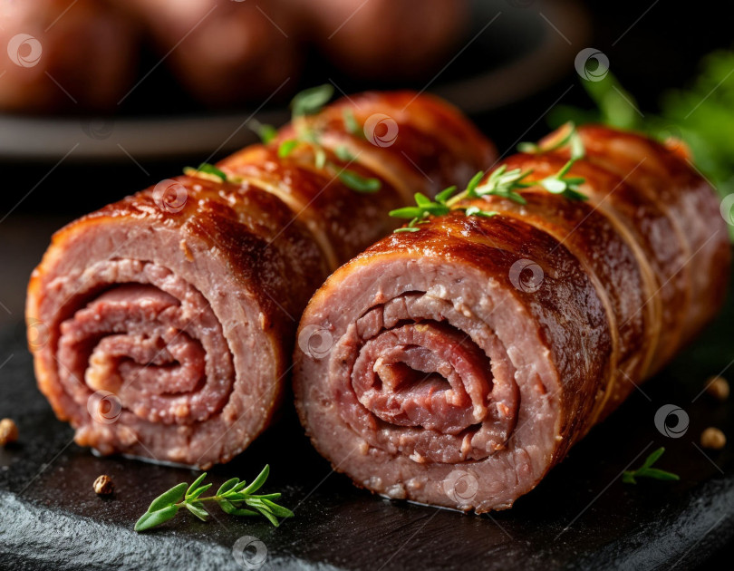 Скачать Мясные рулетики. Создано искусственным интеллектом фотосток Ozero