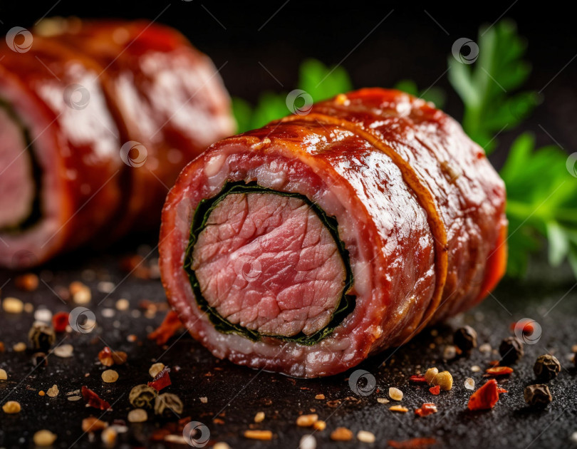 Скачать Мясные рулетики. Создано искусственным интеллектом фотосток Ozero