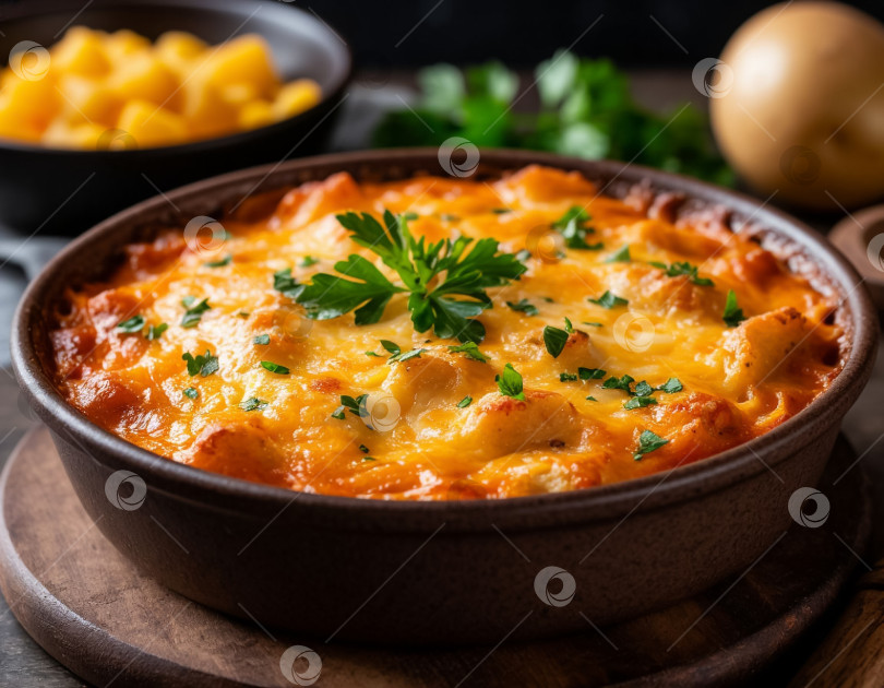 Скачать Картофельная запеканка с сыром. Создано искусственным интеллектом фотосток Ozero