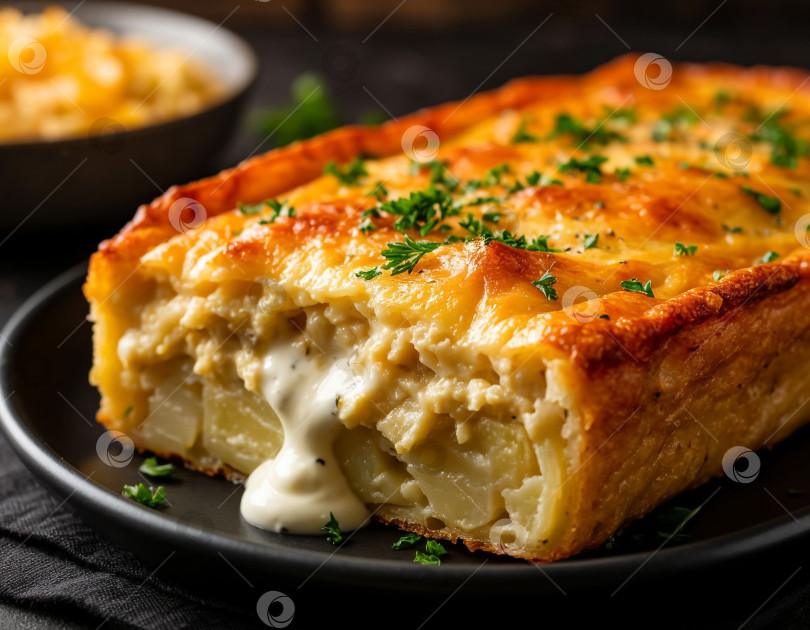 Скачать Картофельная запеканка с сыром. Создано искусственным интеллектом фотосток Ozero