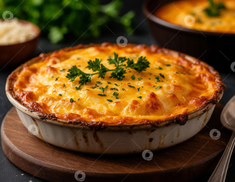 Скачать Картофельная запеканка с сыром. Создано искусственным интеллектом фотосток Ozero